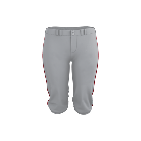 Badger Sport Girls Belt Loop Fastpitch Pant (A00062-066004), Color 'Grey/Red'